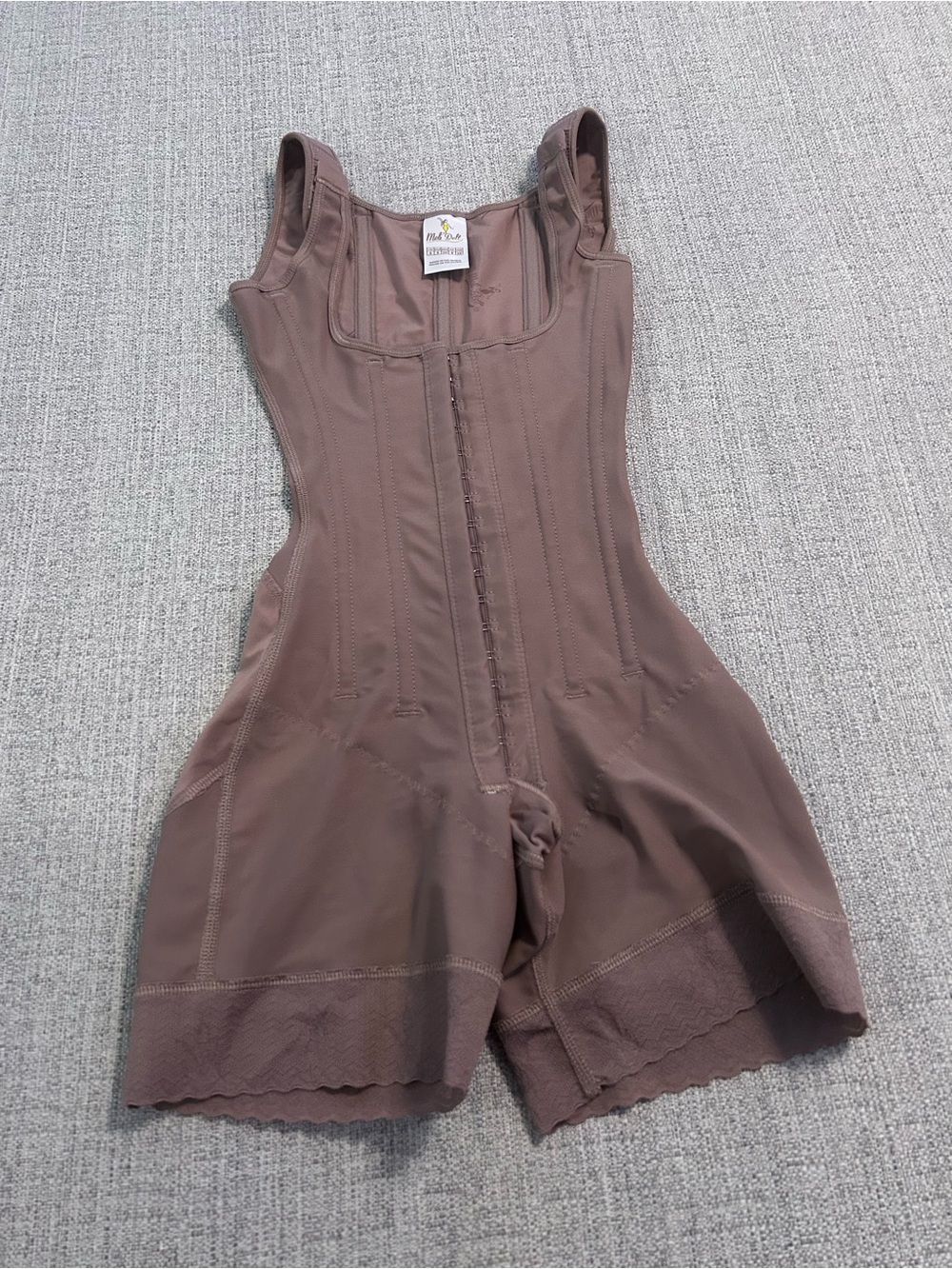 Meli Belt Faja Sculpting Full-Body Shapewear Bodysuit in Taupe. Size S